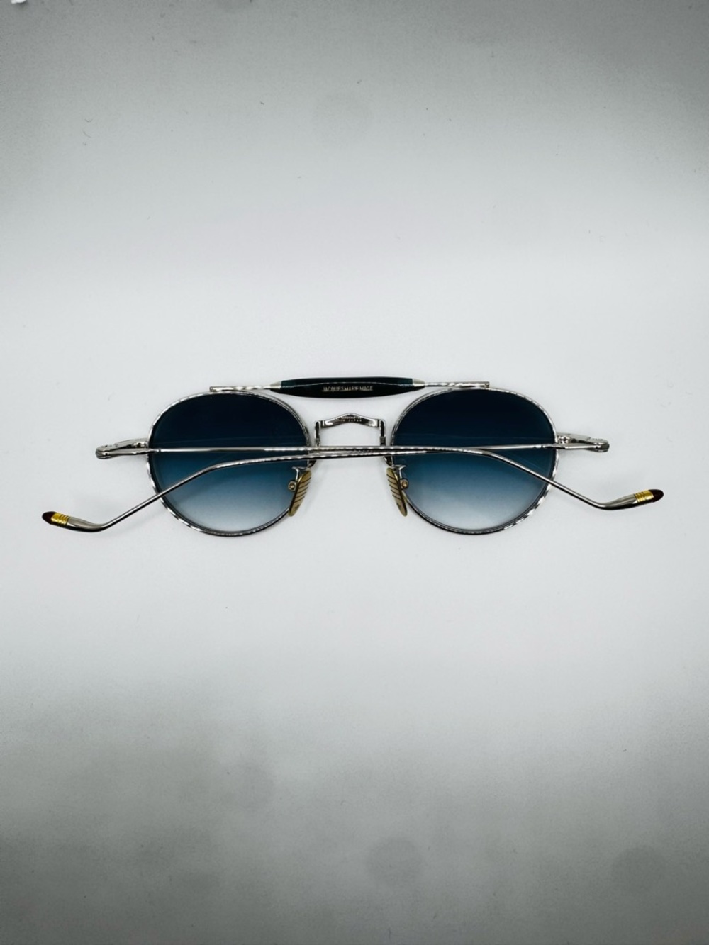 JMM DASAN Round Metal Sunglasses with Blue Gradient Lenses 48 MM - Picture 10 of 11